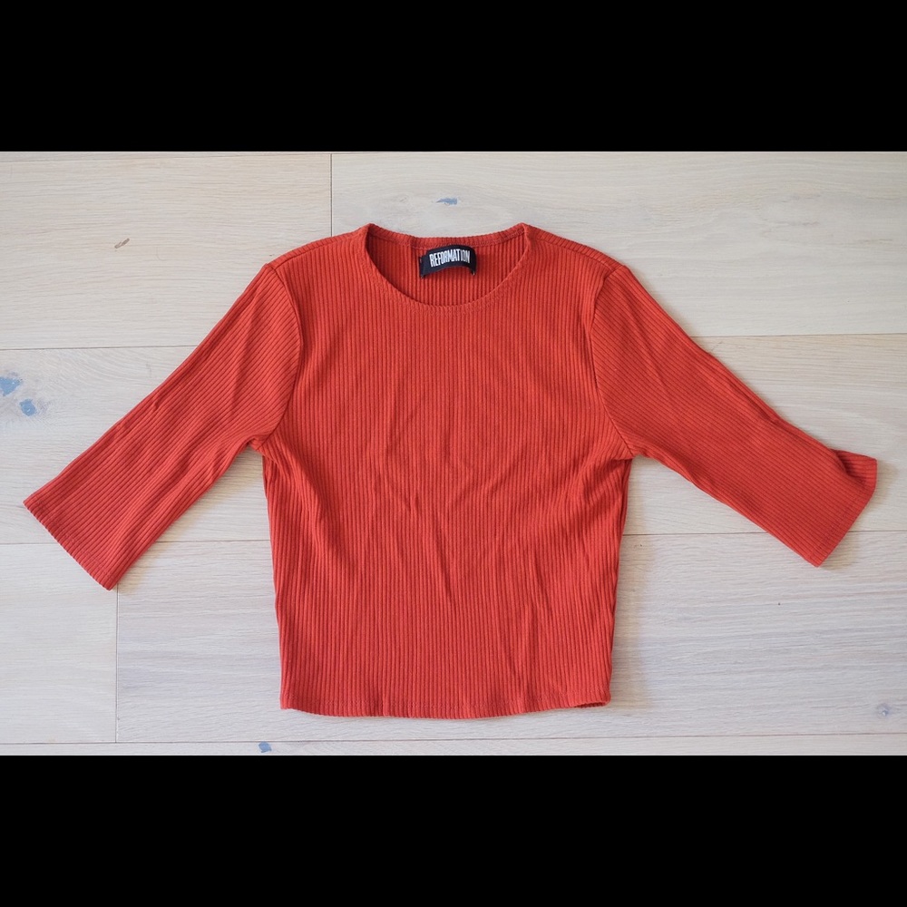 Reformation 3/4 sleeve crop top